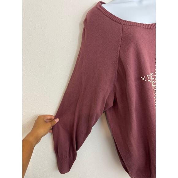 Torrid Mauve Star Pearl Embellished Sweater Size 3 (3X) - Picture 3 of 7